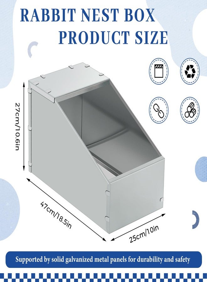 Maxcheck 1 Pcs Galvanized Metal Rabbit Nesting Box Bunny Small Animal Nest with Removable Acrylic Floor Durable Easy to Clean for Indoor Outdoor Use Rabbit Supplies (18.5 * 10.6 * 10 Inch) - Image 2